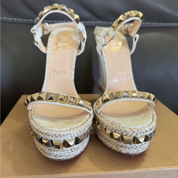 Christian Louboutin Cataclou 140 embellished cork wedge sandals, 39 - Picture 7 of 11